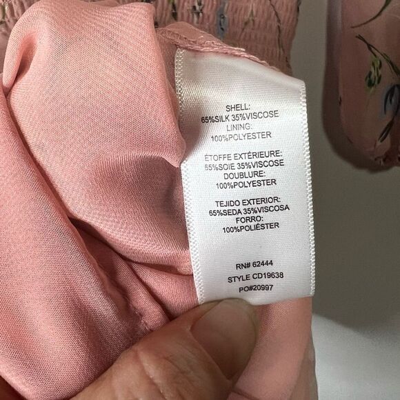 Nicole Miller Pink Silk Blend Floral Tiered Ruffle Long Sleeve Dress Sz Small - Picture 8 of 10